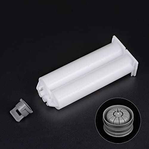 uxcell 2Pcs Epoxy Gun Adhesive Cartridge, 122mm Plastic Resin Mixer Dual Glue Cartridge with Gray Piston for 50ml/1.7oz 1:1 AB Glue Adhesive Gun