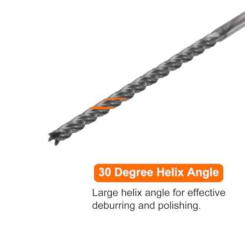 HARFINGTON Carbide Square Nose End Mill Bit 1/16" Cut Dia 4 Flutes TiAlN Coated Milling Cutter for Hardened Steel Metal (1/16" Shank 1" Cut Length 3" Long 30 Degree HRC53-55)