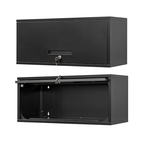 Anxxsu Metal Wall Storage Cabinet with Up-Flip Door, 31.5 x 13 x 13 in, Wall-Mounted Garage/Shop Cabinet, Lockable