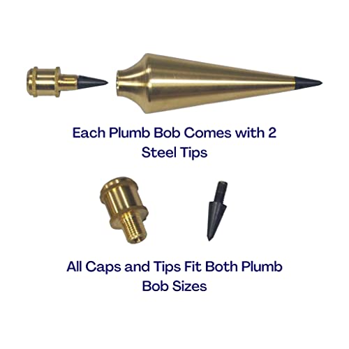 AWF PRO Plumb Bob Kit - 16 oz and 8 Solid Brass Bobs, 14 ft