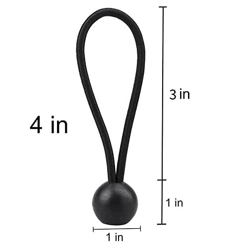 AOPRIE 30 Pack Heavy Duty 4-Inch Black Bungee Balls - Weather Resistant Tie Downs
