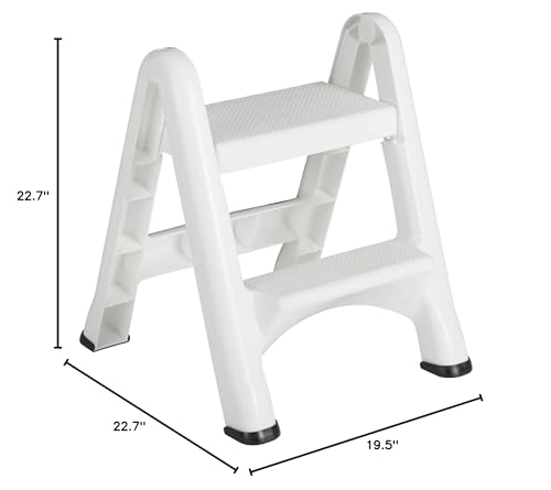 Rubbermaid EZ Step Folding Stool, 2-Step, White