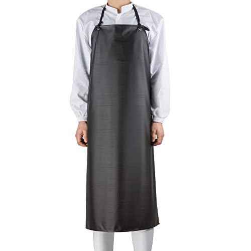 Chemical Resistant Vinyl Apron - Black Plus Size Unisex PVC Aprons for Dishwashing,Dog Grooming,Gardening,Fish Cleaning,Lab Work