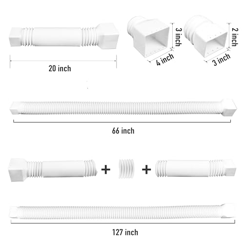 FEILAYDUN 2 Pack White Flexible Rain Gutter Downspout Extensions, Extendable from 20