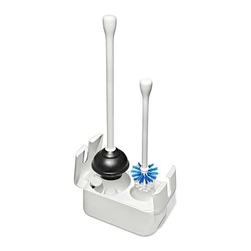 OXO Good Grips Toilet Brush & Plunger Set - White Bathroom Essential
