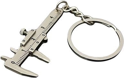 Silver Fashion Mini Vernier Caliper Keychain Zinc Alloy 3D Movable Precision Miniature Pocket Vernier Caliper Keyring, Car Keychain, Vernier Calipers