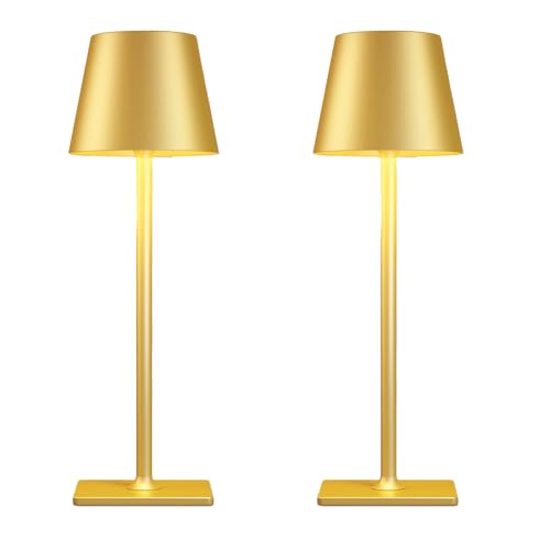 Yogaret Gold Rechargeable Cordless Table Lamp 2 Pack - Waterproof & Dimmable