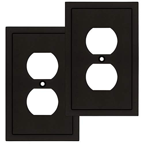 Henne Bery Modern Edge Matte Black Wall Plate Single Duplex 2PK - Zinc Alloy Decor