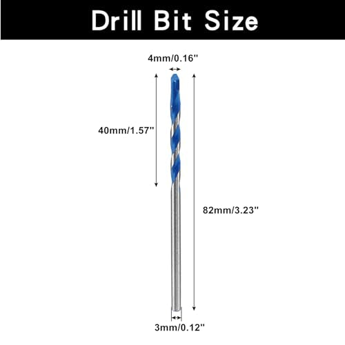 Piutouyar 10 Pcs 4mm Masonry Drill Bits, 5/32" Carbide Drill Bits Set for Concrete, Tile, Glass, Ceramic, Brick, Wood