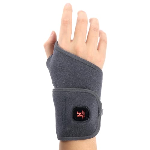 Aroma Season Heated Wrist Wrap, Carpal Tunnel Relief Heating Pad Cordless, Heating Wrist Hand Wrap Brace, De Quervain¡®s Tenosynovitis Brace 3000 mAh Rechargeable Battery (Gray)