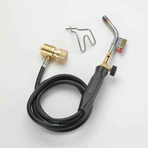 CAMPINGMOON MAPP Propane Torch Head CGA600 Interface MAP Gas Welding Torch Hose Flame Adajustable Self Ignition (4.6Ft Hose & Knob Propane MT-5110)