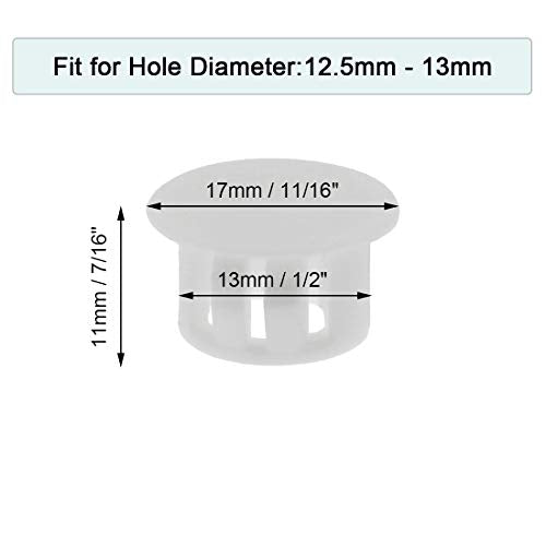 13mm (1/2") White Plastic Hole Plugs Set of 30 - Locking Furniture & Equipment Caps