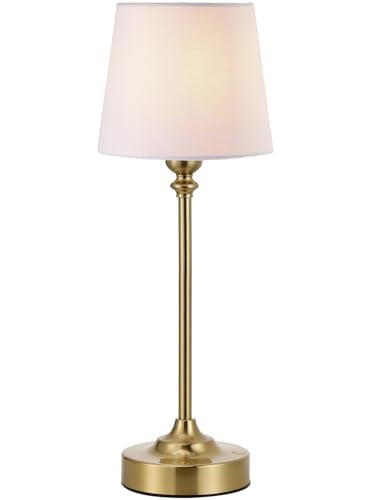 Kakanuo White and Gold Cordless Table Lamp with Rechargeable Battery, 15.8in Empire Shade