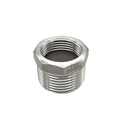 Beduan 304 Stainless Steel NPT Reducer Hex Bushing - 1 Male to 3/4 Female, 1" OD