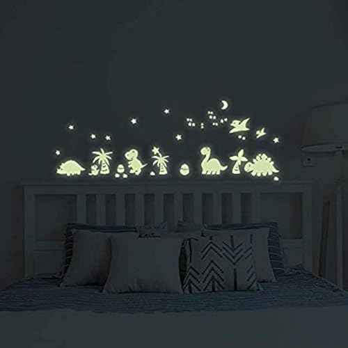 Wall Decals Glow in Dark, BENBO Dinosaurs Decorations Peel DIY Luminous Vinyl Wall Stickers for Kids Girls Bedroom Home Nursery