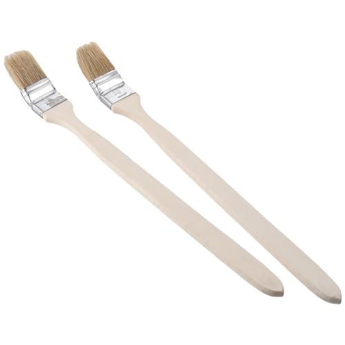 2Pcs Paint Brush Head Width 40mm/1.5 inch Long Wood Handle Metal Ferrule Bent Paint Brush Radiator Brush