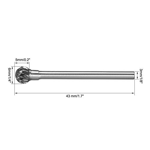 uxcell Tungsten Carbide Rotary Files 1/8" Shank, Double Cut Ball Shape Rotary Burrs Tool 6mm Dia, for Die Grinder Drill Bit Wood Soft Metal Carving Polishing Model Engineering, 3pcs