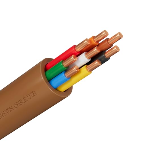 Syston 50 ft Brown 18/8 Thermostat Doorbell HVAC Control Cable - Solid Copper, UV Resistant, Indoor/Outdoor