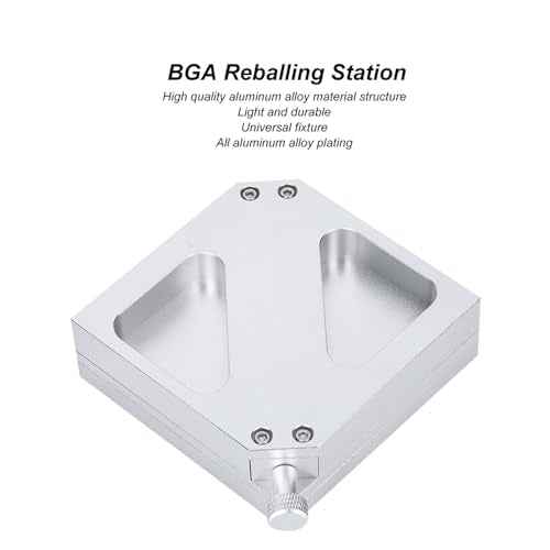 HT?90 90x90 BGA Reballing Station, Aluminum Alloy BGA Reballing Stencil, BGA Reball Stencil for 9-43mm BGA Chip and Laptop CPU Mobile Phone Rework