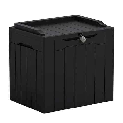 Greesum 31 Gallon Resin Deck Box Large Outdoor Storage for Patio Furniture, Garden Tools, Pool Supplies, Weatherproof and UV Resistant, Lockable, Dark Black