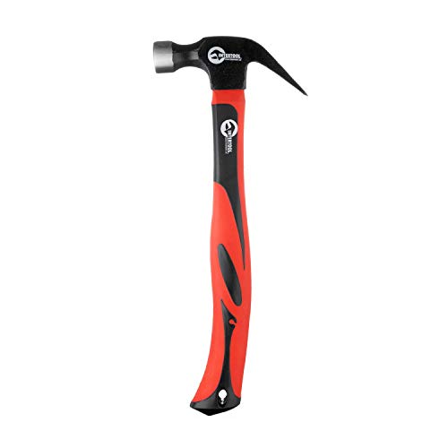 INTERTOOL Claw Hammer 16 oz. / 1 Pound for Framing, Nails, Carpentry - Smooth Face and Shock Absorbing Anti-Slip Fiberglass Handle HT-0223