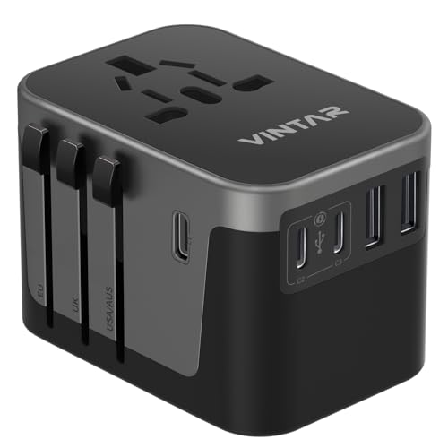 VINTAR 30W Universal Travel Power Adapter Black - Worldwide Plug & USB Charging