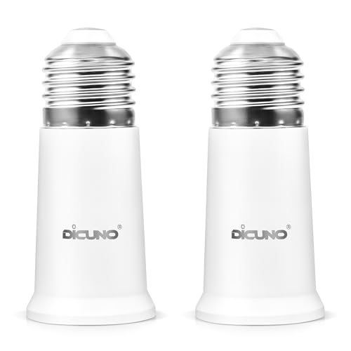 DiCUNO 2 Pack E26 Socket Extenders, 1.97 Inch Light Bulb Extension, Recessed Fixture Compatible