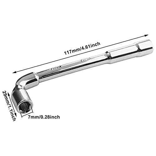 Piutouyar 7mm Metric L Shaped Angled Hex Socket Wrench, Double-Head Elbow Hex Wrench for Mechanic Repair Tool 1Pcs