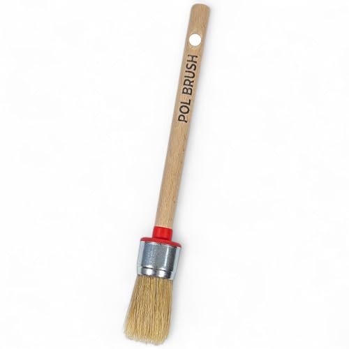 1 Inch Chalk & Wax Round Paint Brush - High European Quality - Natural Bristles - for Home, Wood, Walls, Art, Trim & Furniture - for Acrylic, Oil, Stain, Chalk, Wax & Latex Paints