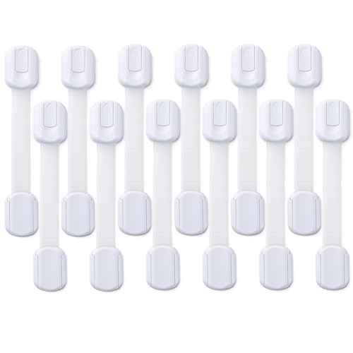 Cabinet Locks Baby Proofing -£¨12 Pack£© Child Proof Cabinet Locks£¬Fridge£¬Oven £¬Toilet Seat£¬ Kitchen£¬Cupboard Appliance£¬Child Proof Door Lock - Multi Purpose Adjustable Strap No Drill No Screws