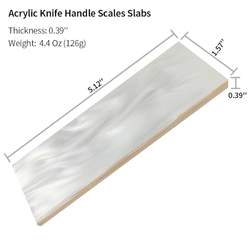 Cool Hand 2 Pcs Acrylic Knife Handle Scales Slabs Custom DIY Tool Material for Knives Making Blanks Blades, Synthetic White Pearl