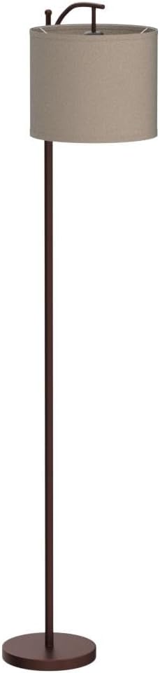 ROTTOGOON Floor Lamp for Living Room with 3 Color Temperatures LED Bulb, Standing Lamp Tall Industrial Floor Lamp Reading for Bedroom, Office (9W LED Bulb, Beige Lampshade Included) -Black