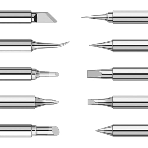 10Pcs T12 Soldering Iron Tips, Welding Tool Replacement Tips for FX-951 Soldering Stations, Soldering Station Tips Tool with T12-B/BC2/C1/C4/D4/D08/D24/I/JL02/K Tips