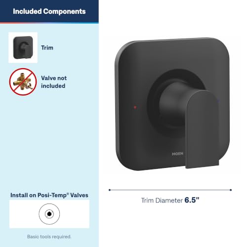 Moen Genta LX Matte Black Shower Handle - Pressure Balancing Valve, Pack of 1, 7.87 x 7.72 in