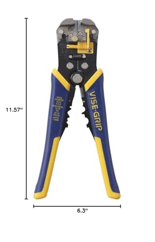 IRWIN VISE-GRIP 8-Inch Wire Stripper, Self-Adjusting, 10-24 AWG, ProTouch Comfort (2078300) - Version with 200mm Jaw