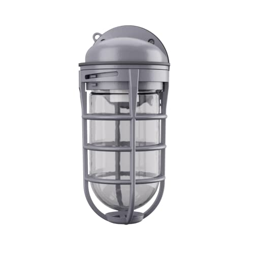 Gray 150W Vapor Tight Wall Sconce Light - Industrial LED Fixture for Indoor & Outdoor Use