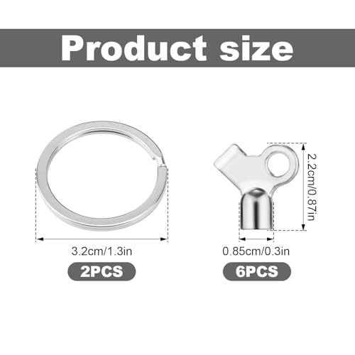 6 Pcs Radiator Bleed Valve Keys with 2 Pcs Keychains, Hot Water Radiator Bleeder Key Radiator Bleeding Air Valve Key Accessories for Venting Old Domestic Radiators Tool