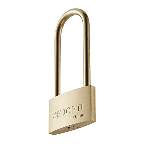 Weather Proof Lock, Solid Brass Padlock with Brass Long Shackle, 1-1/2" Wide, Light Duty Small Marine Grade Padlock