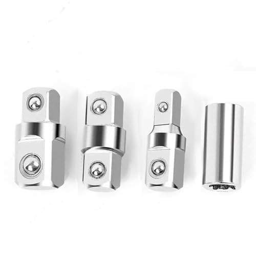 4pcs 1/2",1/4" and 3/8" Square Drive Adapters,Double-head External Square Internal Hexagonal Connector Electric Wrench for Head Outer Square Electric Wrench Extension Rod