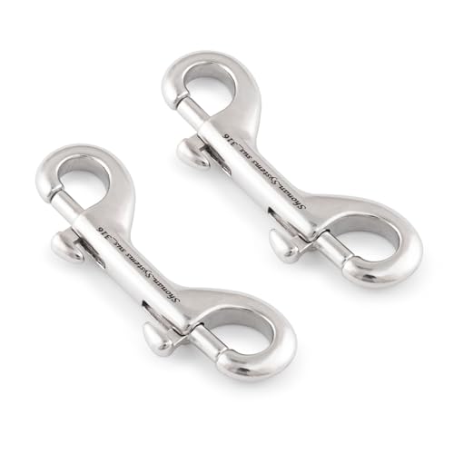 3.5 Inch Heavy Duty Double Ended Stainless Steel Snap Hooks 2 Pack for Marine, Diving, Leashes