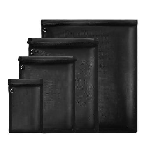 EXLIFBAG Black 4-Pack Waterproof Fireproof Signal Blocking Faraday Bags