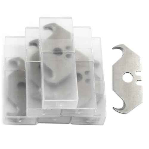 60pcs Utility Hook Blades, Heavy Duty SK5 Steel Hook Blades for Utility Knives, Box Cutter, Carpet, Roofing