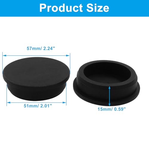 5 Pack 51mm Silicone Rubber Plugs for 2 Inch Round Holes Black - Waterproof Seal Caps