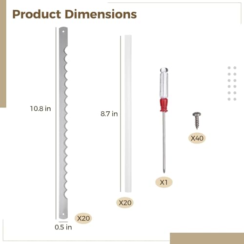 10.8 inch Bow Bread Knife Replacement Blades – Stainless Steel, Includes 20 Covers & 40 Screws