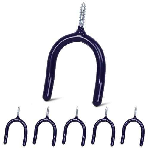 6 Pack Garage Storage System Steel U Hooks with Anti-Slip Coating Home Improvement and Organization Screw in Hooks Easy Wall Mounting Heavy Duty Bike and Ladder (Blue, 6 Pack)