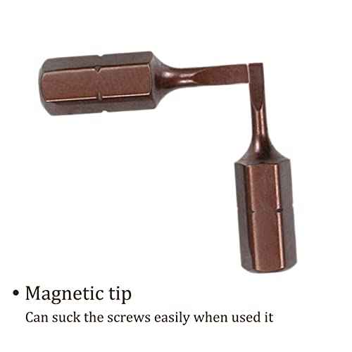 Slotted Bit Set - [SL2-SL6] 1/4" Hex Shank Magnetic Flat Head Screw Driver Batch Head for Socket Screwdriver Handle Use, 1 Inch Length