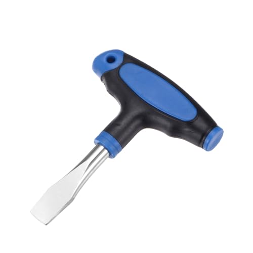 HARFINGTON t Handle 10mm Flat Head Screwdriver Easy to Use Ergonomic Handle Flat Head Slotted Screwdriver with Plastic Handle for Film Sets, Blue Black