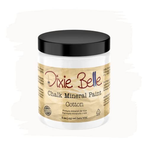 Dixie Belle Cotton Chalk Mineral Paint 8oz - Matte White Furniture & DIY