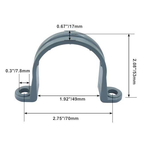 12 Pack 1-1/2 Inch PVC Pipe Strap, 2-Hole Plastic Conduit Clamp Pipe Supports, Durable Pipe Hangers for PVC Pipes/Cables