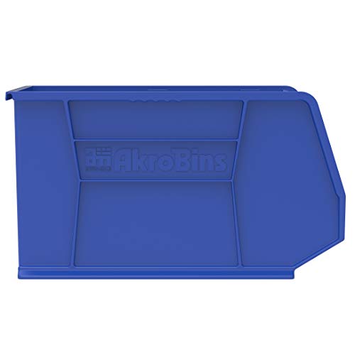 AkroBins 18x11x10 Plastic Storage Bins, Blue, 6-Pack - Akro-Mils 30260, Stackable